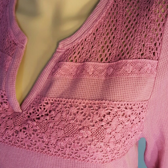 Nwt Lucky brand lace strip thermal pink size L - Picture 2 of 5